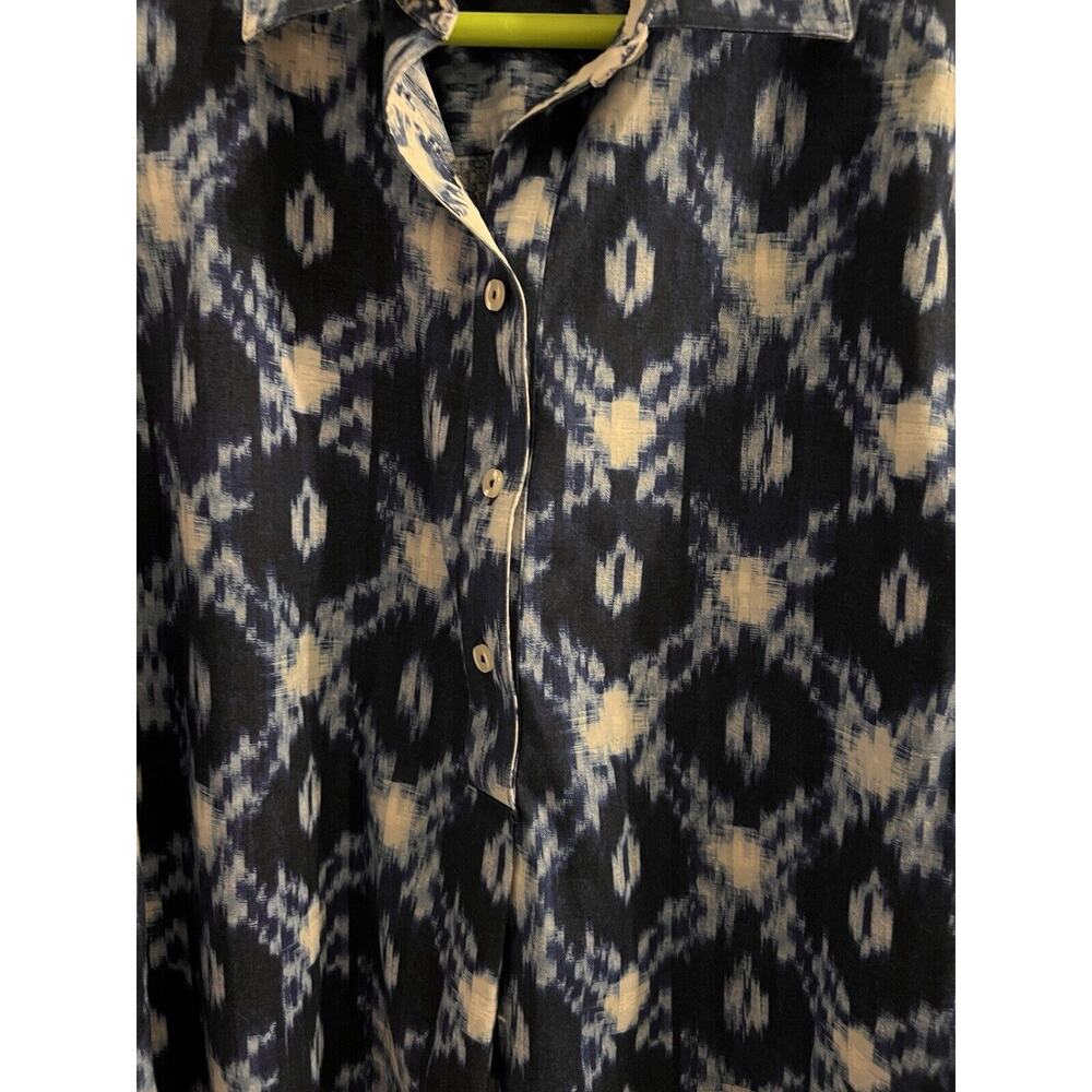 Chicos No Iron Petite Cotton Blend Batik Print Tunic Top Size 18 - Picture 8 of 9